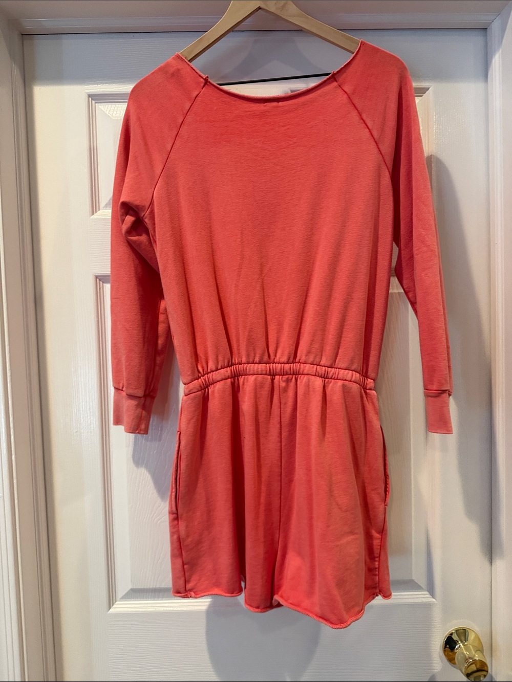 Red/Coral Sweat-Short Romper by Aerie - Picture 3 of 3
